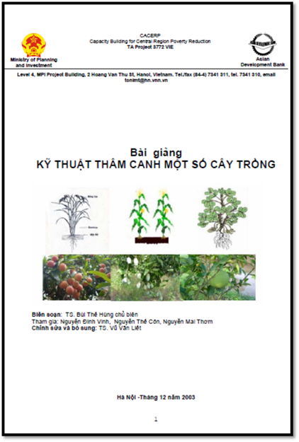 Bài Giảng Kỹ Thuật Thâm Canh Một Số Cây Trồng (NXB Hà Nội 2003) - Bùi Thế Hùng, 101 Trang