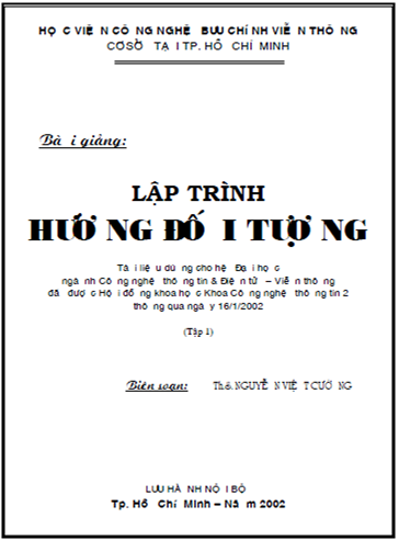 Bài Giảng Lập Trình Hướng Đối Tượng (NXB Hồ Chí Minh 2002) - Nguyễn Việt Cường, 384 Trang