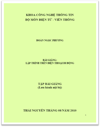Bài Giảng Lập Trình Trên Điện Thoại Di Động (NXB Thái Nguyên 2010) - Đoàn Ngọc Phương, 142 Trang