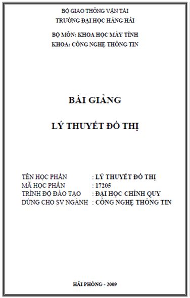 Bài Giảng Lý Thuyết Đồ Thị (NXB Hải Phòng 2009) - Nguyễn Hữu Tuân, 111 Trang