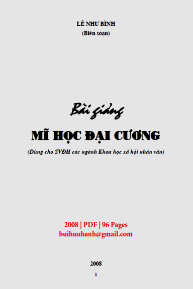 Bài Giảng Mĩ Học Đại Cương (NXB Đại Học Quốc Gia 2008) - Lê Như Bình, 96 Trang