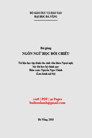 Bài Giảng Ngôn Ngữ Học Đối Chiếu (NXB Đà Nẵng 2018) - Nguyễn Ngọc Chinh, 91 Trang