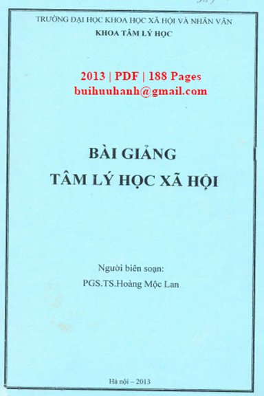 Bài Giảng Tâm Lý Học Xã Hội (NXB Đại Học Quốc Gia 2013) - Hoàng Mộc Lan, 188 Trang