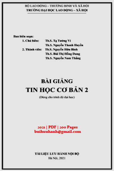 Bài Giảng Tin Học Cơ Bản 2 (NXB Hà Nội 2021) - Tạ Tường Vi, 200 Trang
