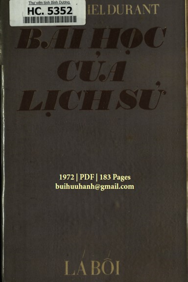 Bài Học Của Lịch Sử (NXB Lá Bối 1972) - Ariel Durant, 183 Trang