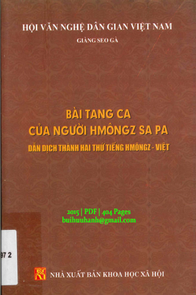 Bài Tang Ca Của Người Hmôngz Sa Pa (NXB Khoa Học Xã Hội 2015) - Giàng Seo Gà, 404 Trang