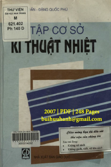 Bài Tập Cơ Sở Kĩ Thuật Nhiệt (NXB Giáo Dục 2007) - Phạm Lê Dần, 248 Trang