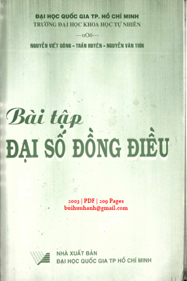 Bài Tập Đại Số Đồng Điều (NXB Đại Học Quốc Gia 2003) - Nguyễn Viết Đông, 209 Trang