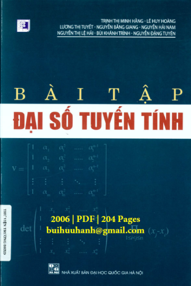 Bài Tập Đại Số Tuyến Tính (NXB Đại Học Quốc Gia 2016) - Trịnh Thị Minh Hằng, 204 Trang