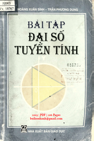 Bài Tập Đại Số Tuyến Tính (NXN Giáo Dục 2003) - Hoàng Xuân Sính, 206 Trang