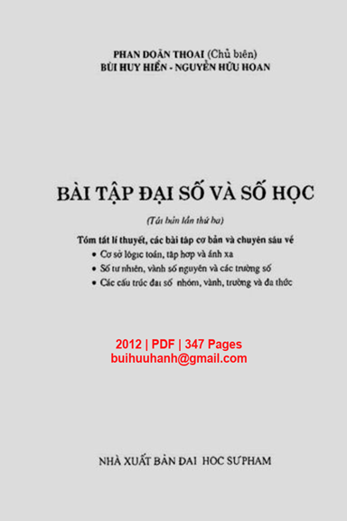 Bài Tập Đại Số Và Số Học (NXB Đại Học Sư Phạm 2012) - Phan Doãn Thoại, 347 Trang