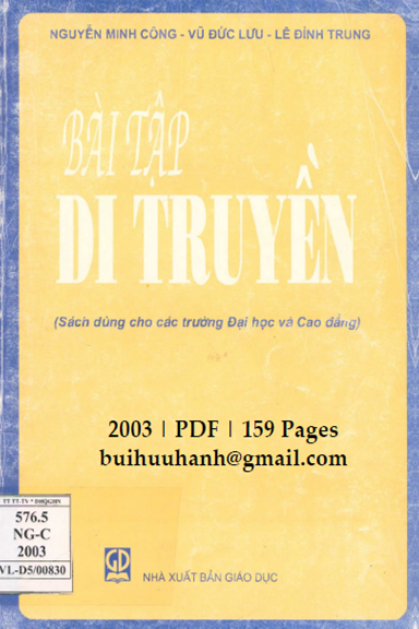 Bài Tập Di Truyền (NXB Giáo Dục 2003) - Nguyễn Minh Công, 159 Trang