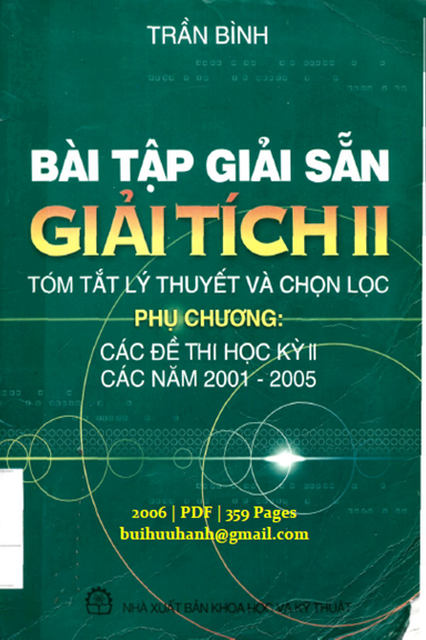 Bài Tập Giải Sẵn-Giải Tích II (NXB Khoa Học Kỹ Thuật 2006) - Trần Bình, 359 Trang