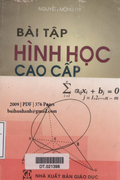 Bài Tập Hình Học Cao Cấp (NXB Giáo Dục 2009) - Nguyễn Mộng Hy, 376 Trang