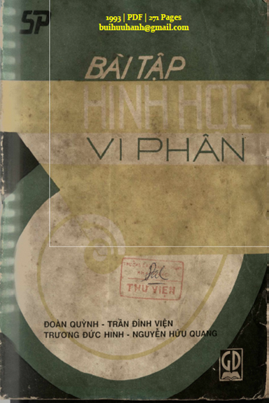 Bài Tập Hình Học Vi Phân (NXB Giáo Dục 1993) - Đoàn Quỳnh, 271 Trang