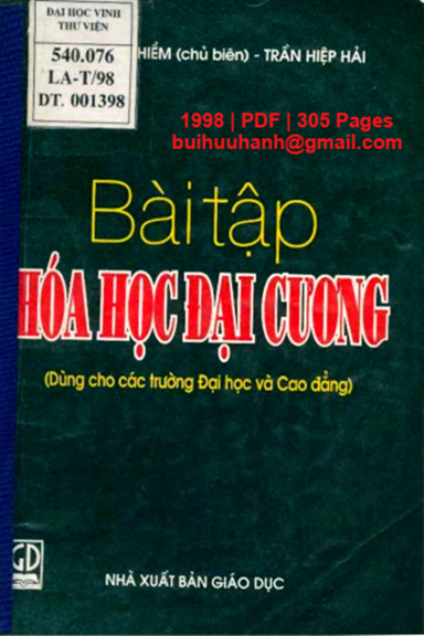 Bài Tập Hoá Học Đại Cương (NXB Giáo Dục 1998) - Lâm Ngọc Thiềm, 305 Trang