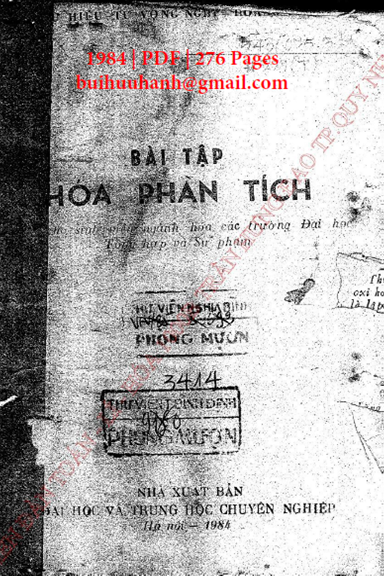 Bài Tập Hóa Học Phân Tích (NXB Đại Học Và Trung Học 1984) - Hoàng Thọ Tín, 276 Trang