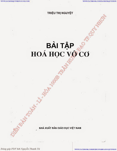 Bài Tập Hóa Học Vô Cơ (NXB Giáo Dục 2011) - Triệu Thị Nguyệt, 172 Trang