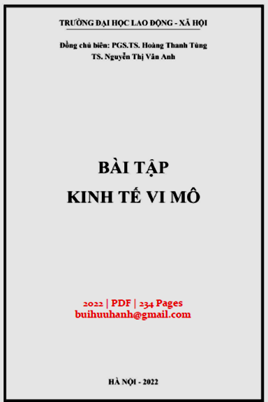 Bài Tập Kinh Tế Vi Mô (NXB Hà Nội 2022) - Hoàng Thanh Tùng, 234 Trang