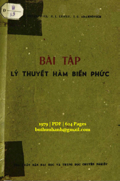 Bài Tập Lý Thuyết Hàm Biến Phức (NXB Đại Học 1979) - L. I. Vonkovuski, 624 Trang