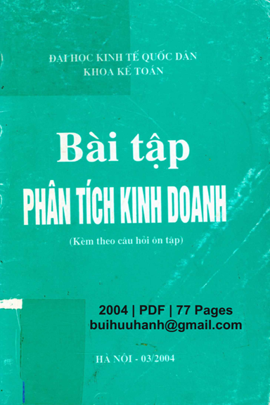 Bài Tập Phân Tích Kinh Doanh (NXB Hà Nội 2004) - Nguyễn Minh Phương, 77 Trang