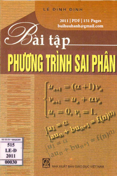 Bài Tập Phương Trình Sai Phân (NXB Giáo Dục 2011) - Lê Đình Định, 151 Trang