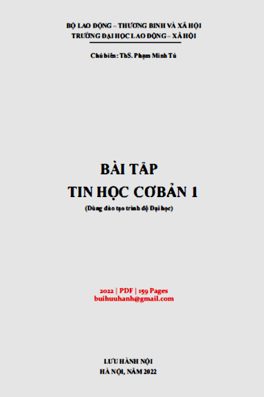 Bài Tập Tin Học Cơ Bản 1 (NXB Hà Nội 2022) - Phạm Minh Tú, 159 Trang