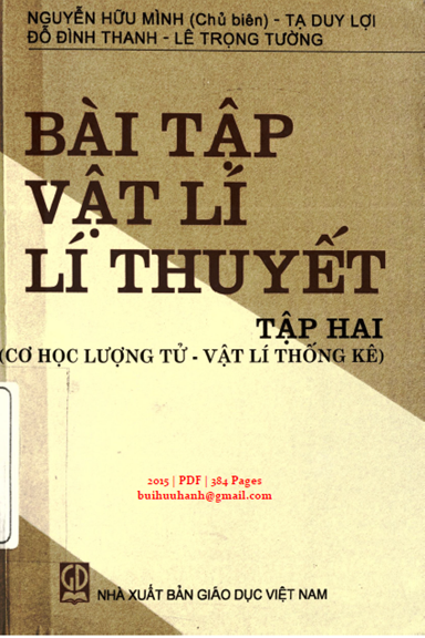 Bài Tập Vật Lí Lí Thuyết Tập 2 (NXB Giáo Dục 2015) - Nguyễn Hữu Mình, 384 Trang