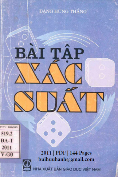 Bài Tập Xác Suất (NXB Giáo Dục 2011) - Đặng Hùng Thắng, 144 Trang