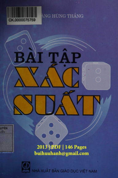 Bài Tập Xác Suất (NXB Giáo Dục 2013) - Đặng Hùng Thắng, 146 Trang