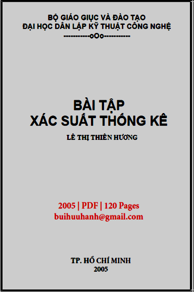 Bài Tập Xác Suất Thống Kê (NXB Đại Học Hutech 2005) - Lê Thị Thiên Hương, 120 Trang