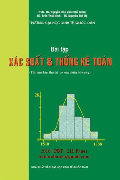 Bài Tập Xác Suất Và Thống Kê Toán (NXB Kinh Tế Quốc Dân 2010) - Nguyễn Cao Vân, 211 Trang
