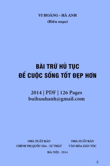 Bài Trừ Hủ Tục Để Cuộc Sống Tốt Đẹp Hơn (NXB Chính Trị 2014) - Vi Hoàng, 126 Trang