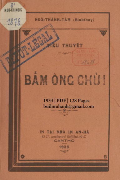Bẫm Ông Chủ (NXB An Hà 1933) - Ngô Thành Tâm, 128 Trang