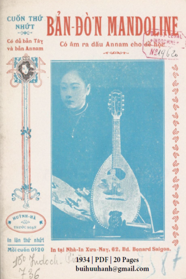 Bản Đờn Mandoline Cuốn 1 (NXB Xưa Nay 1934) - Huỳnh Hà, 20 Trang