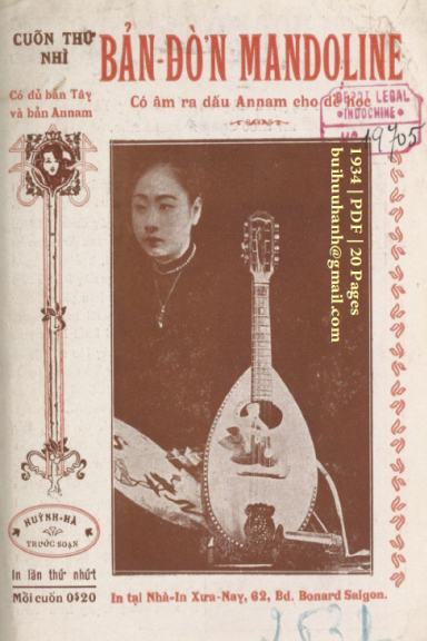 Bản Đờn Mandoline Cuốn 2 (NXB Xưa Nay 1934) - Huỳnh Hà, 20 Trang