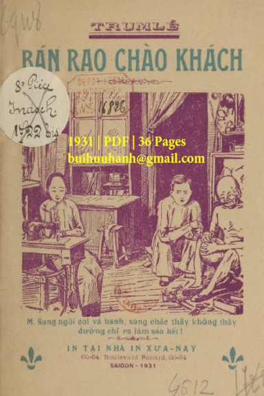Bán Rao Chào Khách (NXB Xưa Nay 1931) - Trumlé, 36 Trang