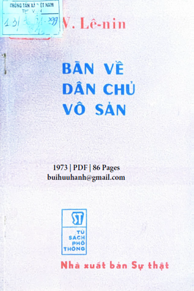 Bàn Về Dân Chủ Vô Sản (NXB Sự Thật 1973) - V.I.Lênin, 86 Trang