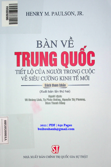Bàn Về Trung Quốc Tiết Lộ Của Người Trong Cuộc Về Siêu Cường Kinh Tế Mới - Henry M. Paulson