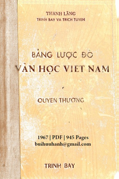 Bảng Lược Đồ Văn Học Việt Nam Quyển Thượng (NXB Trình Bầy 1967) - Thanh Lãng, 945 Trang