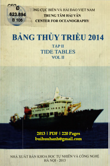 Bảng Thủy Triều 2014 Tập 2 (NXB Khoa Học Tự Nhiên 2013) - Trần Văn Sắc, 220 Trang