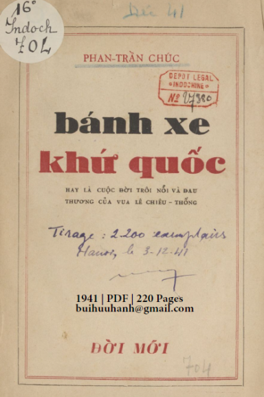 Bánh Xe Khứ Quốc (NXB Đời Mới 1941) - Phan Trần Chúc, 220 Trang