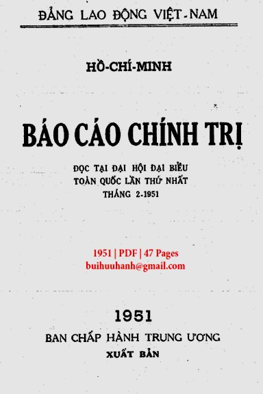 Báo Cáo Chính Trị (NXB Sự Thật 1951) - Hồ Chí Minh, 47 Trang