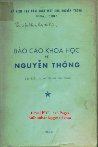 Báo Cáo Khoa Học Về Nguyễn Thông (NXB Đại Học Quốc Gia 1984) - Mạc Đường, 343 Trang