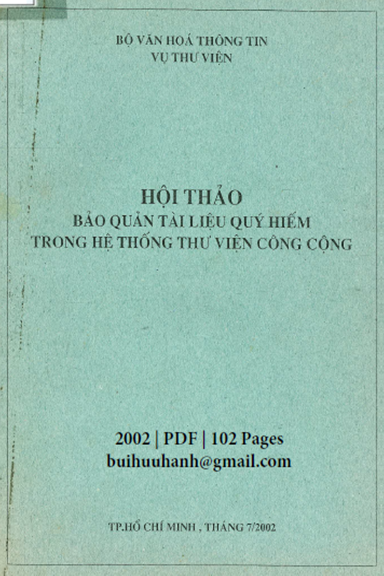 Bảo Quản Tài Liệu Quý Hiếm Trong Hệ Thống Thư Viện Công Cộng (NXB Hồ Chí Minh 2002) - Nhiều Tác Giả