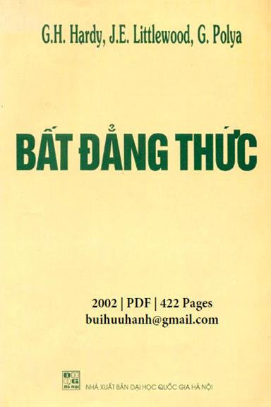 Bất Đẳng Thức (NXB Đại Học Quốc Gia 2002) - Nguyễn Khắc Lân, 422 Trang