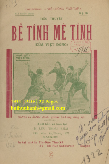 Bể Tình Mê Tỉnh (NXB Tín Đức Thư Xã 1931) - Việt Đông, 22 Trang
