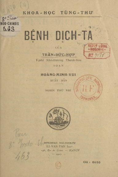 Bệnh Dịch Tả (NXB Mạc Đình Tư 1927) - Trần Đức Hợp, 24 Trang