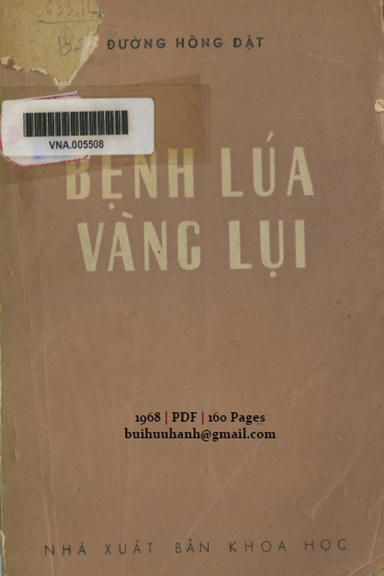 Bệnh Lúa Vàng Lụi (NXB Khoa Học 1968) - Đường Hồng Dật, 160 Trang