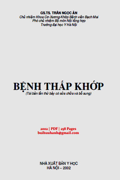 Bệnh Thấp Khớp (NXB Y Học 2002) - Trần Ngọc Ân, 258 Trang
